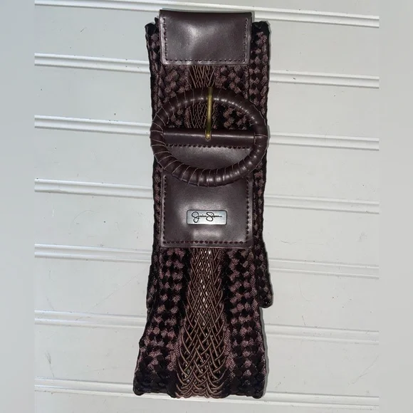 Jessica Simpson New Ladies Size S Brown Fabric Belt 3.25" Wide Total Length 40" - Picture 2 of 6